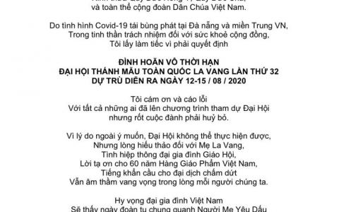 Đình hoãn đại hội Thánh Mẫu La Vang