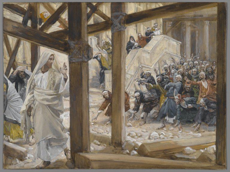brooklyn museum the jews took up rocks to stone jesus les juifs prirent des pierres pour lapider jesus james tissot
