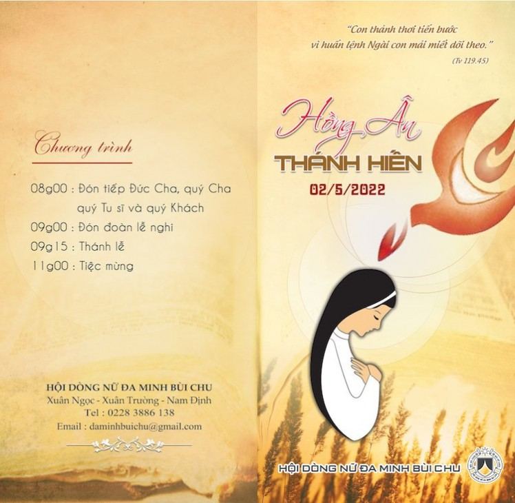 Thiệp mời lễ khấn và kỷ niệm khấn dòng