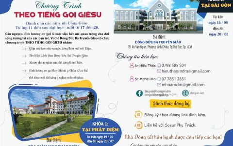 Thư mời tham dự tìm hiểu Ơn gọi