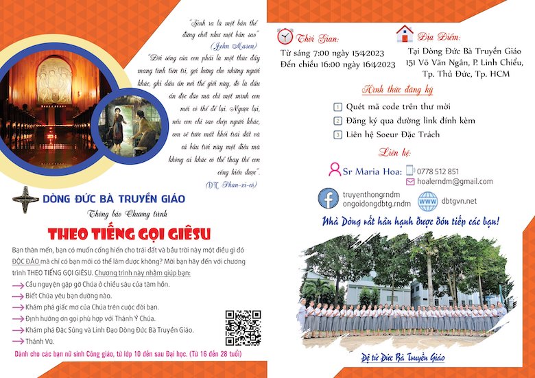 Thông báo chương trình "Theo tiếng gọi Giêsu"