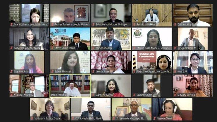 un gruppo dei partecipanti allincontro online con papa francesco building bridges per lasia meridionale