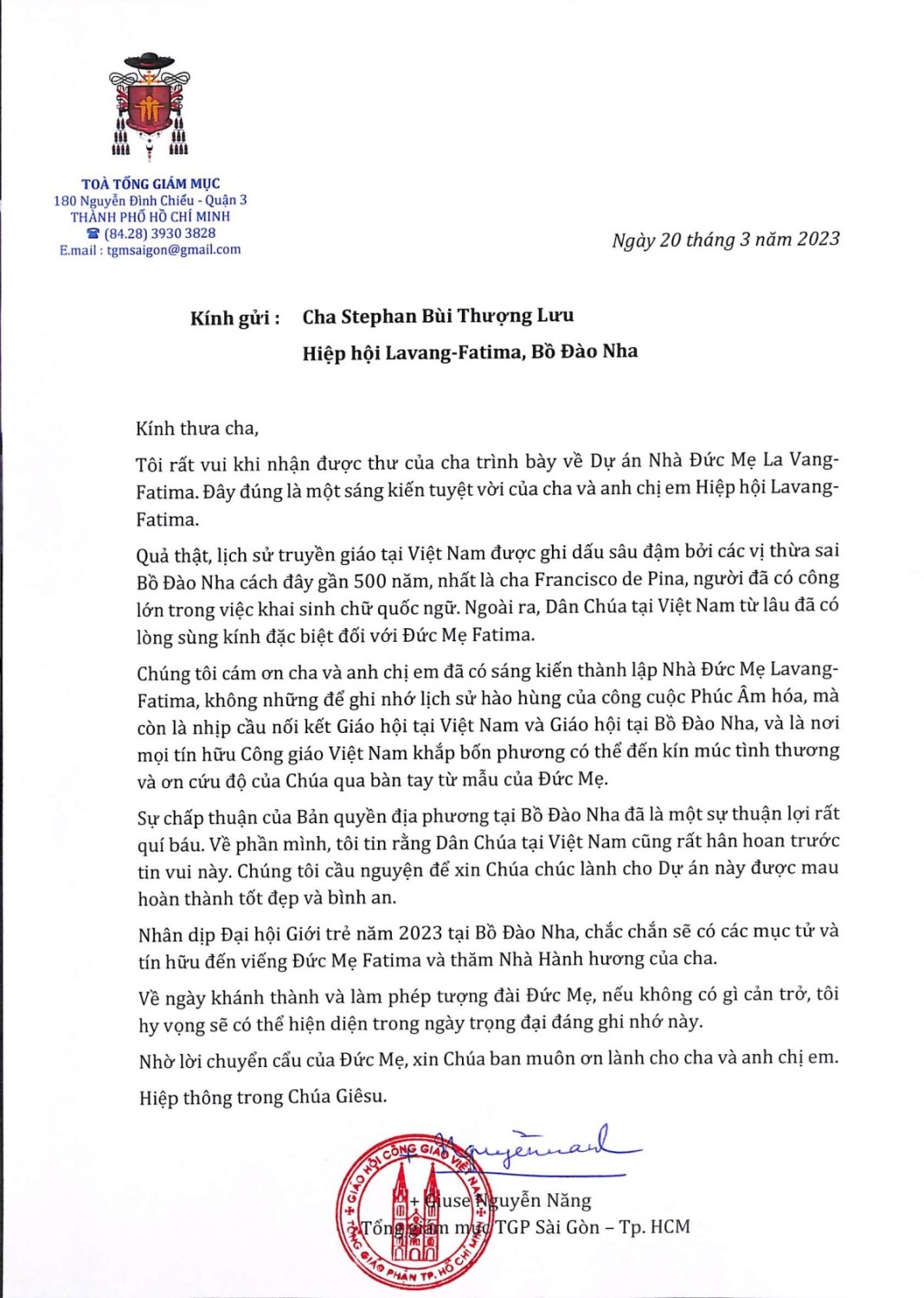 du an nha me lavang fatima va dai le khanh thanh va lam phep tuong dai duc me lavang fatima 2