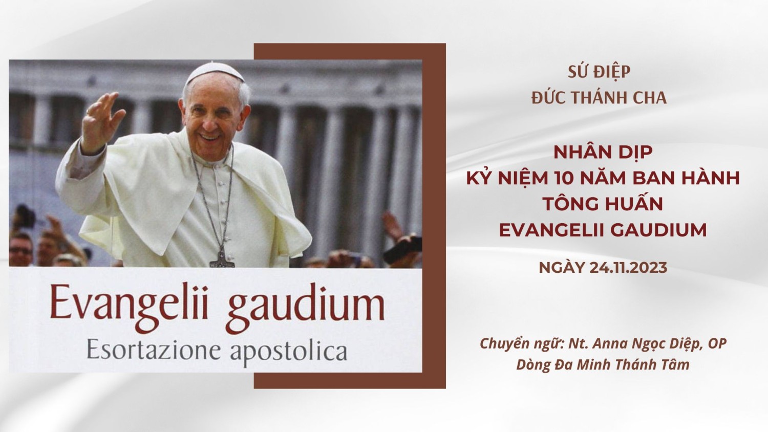 su diep duc thanh cha nhan dip ky niem 10 nam ban hanh tong huan evangelii gaudium