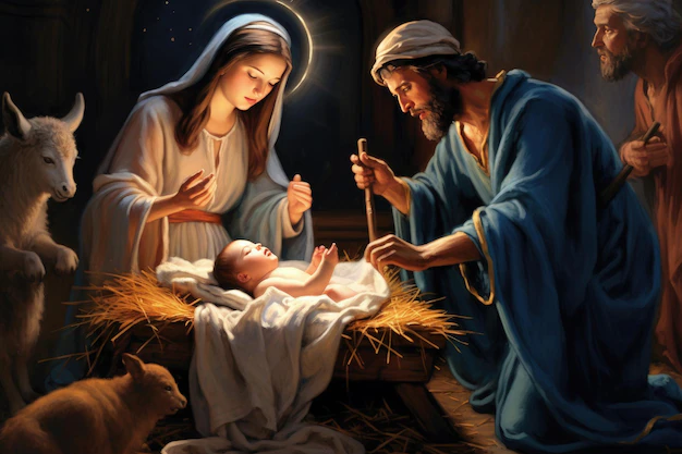 nativity scene vertep religious concept star bethlehem birth son god jesus christ virgin mary joseph christian christmas bible miracle holy family generative ai 771426 10195 jpg