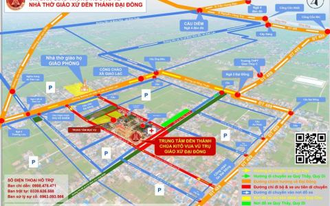 Bản chỉ dẫn giao thông, vị trí đón tiếp lễ Truyền Dầu