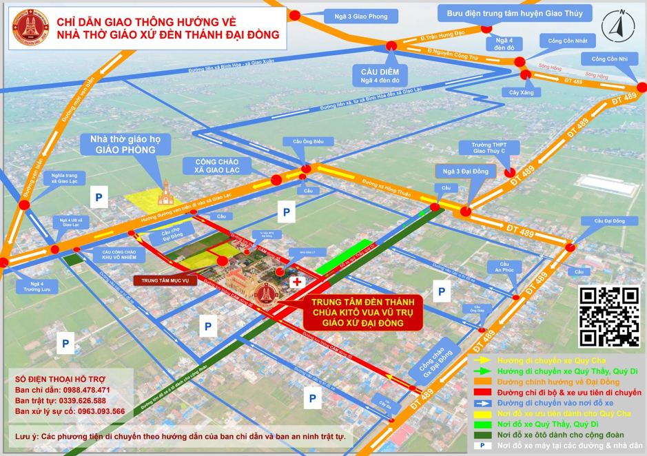 Bản chỉ dẫn giao thông, vị trí đón tiếp lễ Truyền Dầu