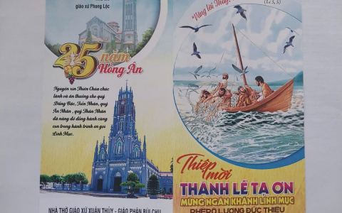 Thiệp mời lễ tạ ơn 25 năm linh mục cha Phêrô Thiệu