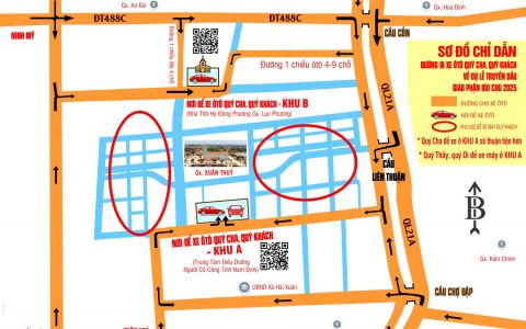 Sơ đồ chỉ dẫn đường đi xe về dự Lễ Truyền Dầu