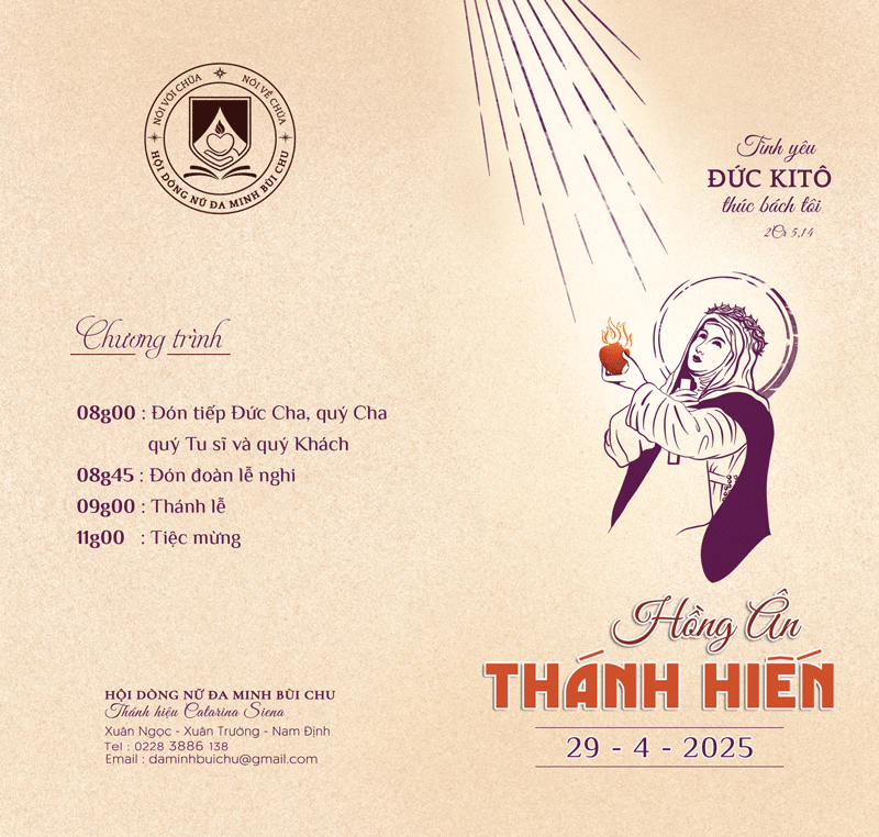 Dòng Đaminh BC: Thiệp mời Thánh lễ Khấn dòng