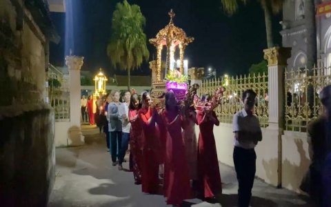 Gx. Trực Chính kiệu Đức Mẹ Mân Côi và ngắm Rosa