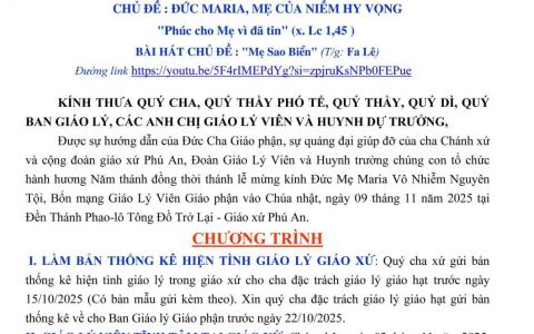 Chương trình đại hội GLV và Huynh trưởng