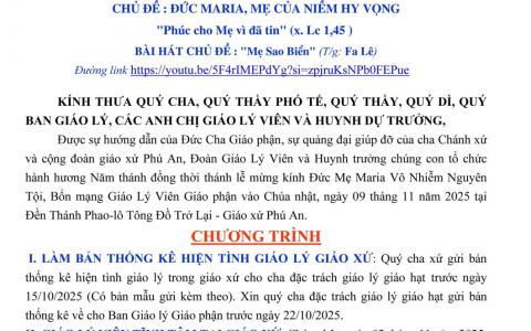 Chương trình đại hội GLV và Huynh trưởng