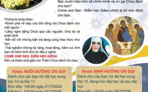 Thư mời tham dự khoá tìm hiểu ơn gọi