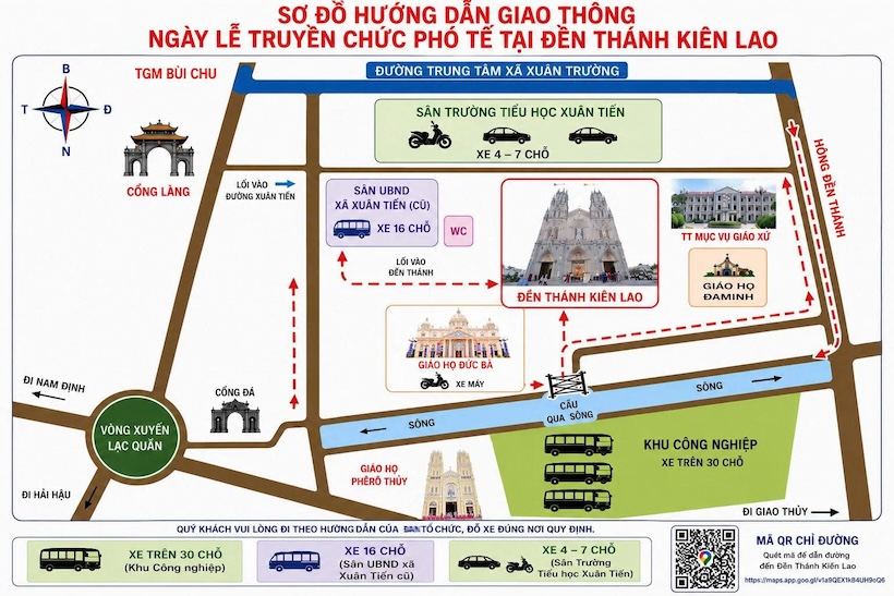 Sơ đồ hướng dẫn Giao thông lễ phong Phó tế